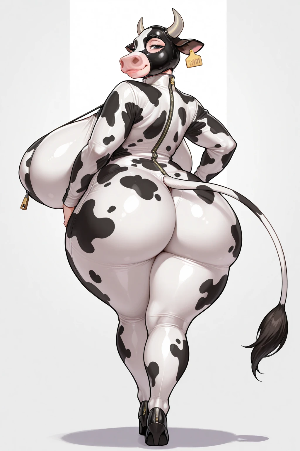 big ass,sexy,milf,cow,giant ass,cabelo branco,black panties,White with black spots skin,furry