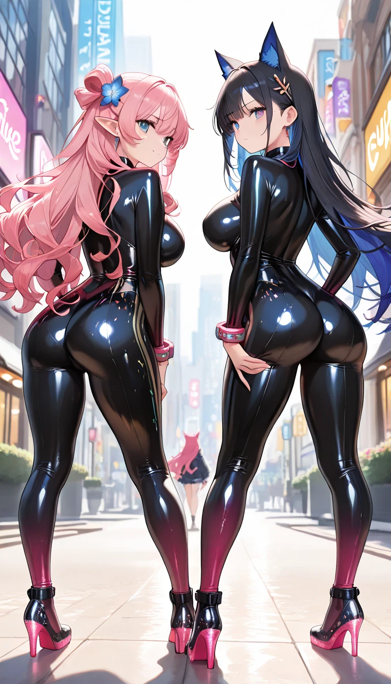 (Masterpiece, A high resolution, Best quality:1.3), 8K, Highly detailed, Intricate, Colorful, vibrant image, Sharp focus, digital blending, 4K, Popular on Pixiv Ingrid, ((tightsuit)), Solo, Mature female, 40yo, A MILF, Curvy, (dark skinned female:1.15), Dark skin, posing on a, Classroom, Table, chair, Sitting, (Expressionless:1.2), view the viewer, Cowboy shot, Pink hair, Very long hair, Forehead, hair intakes, Purple lipstick, Makeup, Moles under the mouth, Yellow eyes, Perfect eyes, Perfect face, ultra detailed hair, hyperdetailed face, Earrings, Ultra-detailed lips, Large breasts, Ultra-fine lipstick,
