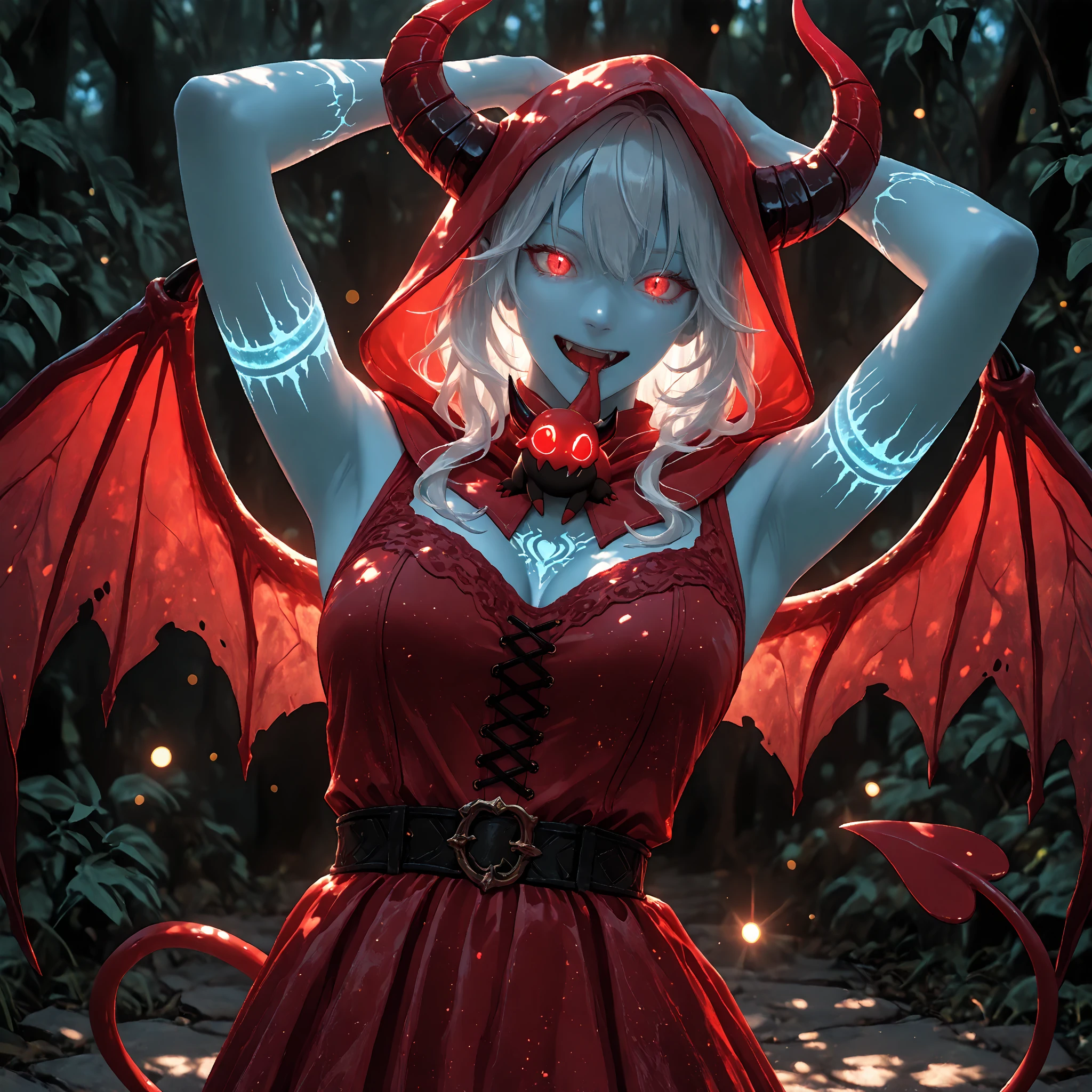 (masterpiece,ultra-detailed,best quality,8K,CG,realistic,illustration:1.2),(perfect-composition,detailed beautiful face,Clean skin,photographical skin,shiny skin,shiny hair, photographical hair,ultra detailed eyes,shaved,kawaii,uncensored:1.1),<lora:add_detail:1.8>, (petite girl:1.5) ,smile,long hair,twin tail, <lora:unhorny_v01:0>, <lora:devilish-wing-style-darquelilly-v1:0.6>( devilishwingstyle, fire, magic circle, glowing, fantasy, night:1.4),( wings, horns,glowing eyes, tail:1.2)