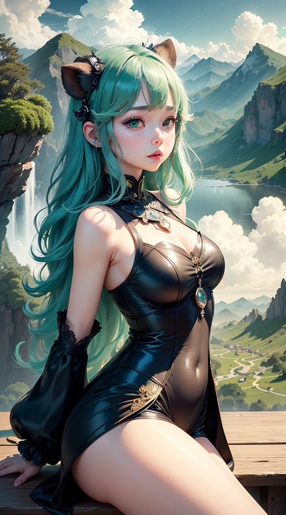 NUDE woman with blue hair , GOAT horns in a forest, THICK, NUDE BREASTS, HUGE, THICK gothic maiden anime girl, anime girl with teal hair, fantasy art style, beautiful fantasy anime, anime in fantasy style, anime fantasy artwork, epic fantasy art style, beautiful anime woman, shadowverse style, beautiful alluring anime woman, /!\ the sorceress, anime goddess, anime fantasy illustration