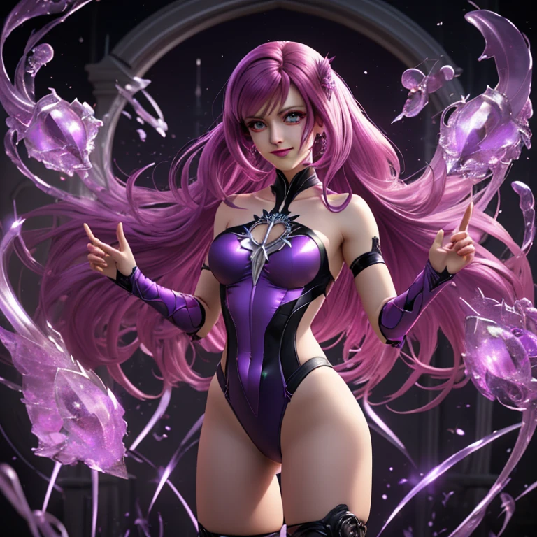 (masterpiece: 1.2, best quality), (1 loli, solo), huge breasts, (Dynamic posture), (shiny skin, purple skin), demon girl, thin and lacy gloves, ( small demonic horns:1.1), (Lilith \(Darkstalkers\)), (heaven), fringe, (jewelry, golden ornament:1.15 ), large pelvis, blue (pantyhose:1.1)