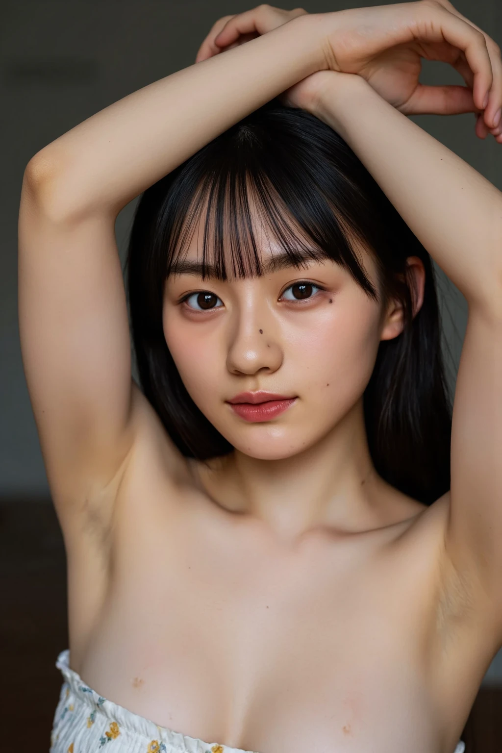 One Girl Russia Flat Chest Abdominal muscles Completely naked Landmine Makeup From below Small breasts Sunburn Coastal Sculpture Pose Young Face Completely naked Firm Skin beauty High resolution High precision (Black and blue two-tone hair:2.0) Detailed skin 30 years old Red eyes Detailed face whole body smile Double teeth Bobcut