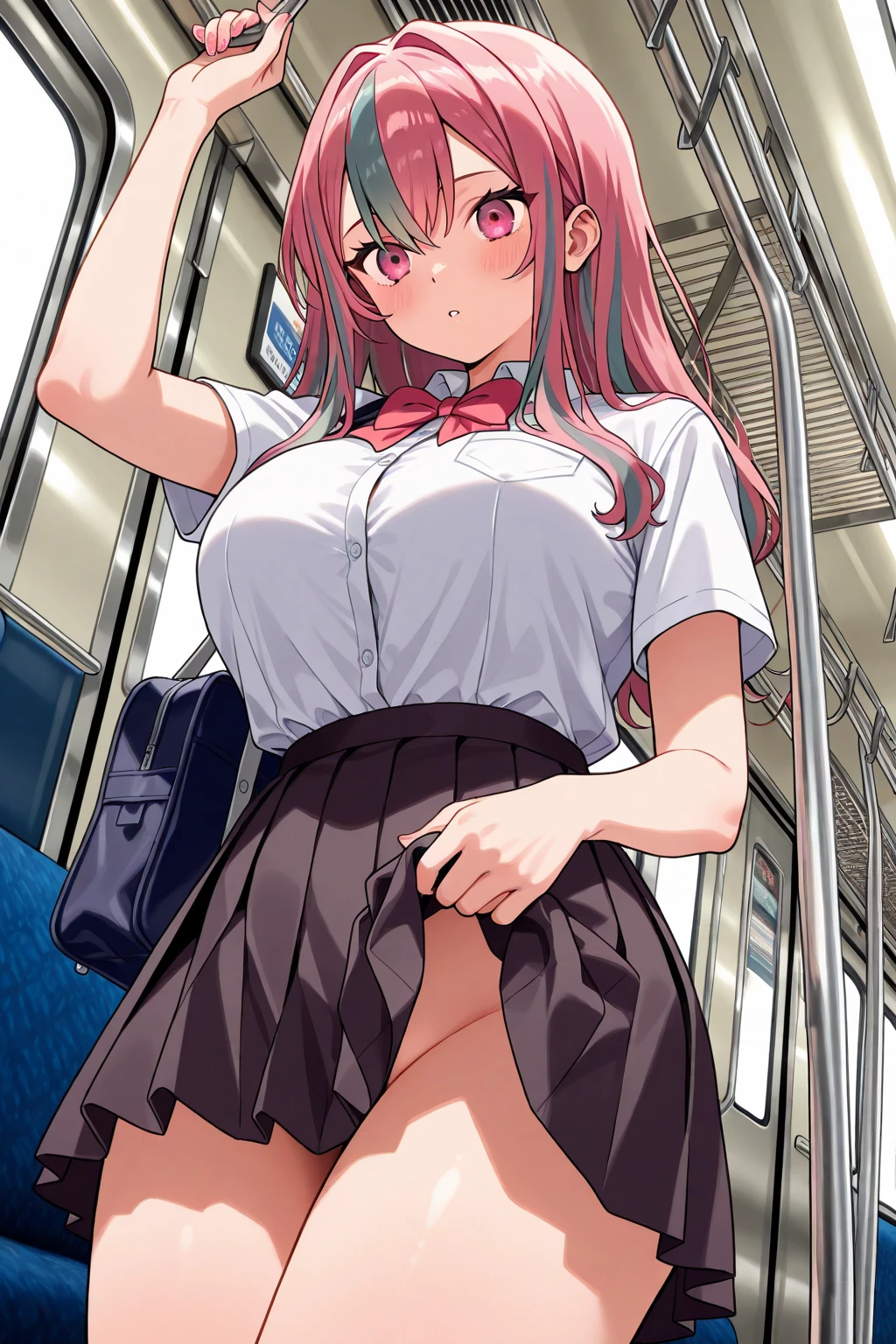 (8K、Highest image quality、highest quality、masterpiece)、detailed face、((1 baby girl)),side ponytail hair、long hair、blunt bangs、evil smile、((grin))、((flat chest))、((see through camisole))、red school bag,minimum skirt、((micro pleated skirt))、((micro mini skirt lift)、cowboy shot、((in the train)),((see through)),((nipples)),((nipples visible)),((sit on seat)),((spread legs)),((sweaty)),((show off erectile penis)),((((futanari girl)))),(((futanari loli))),(futa loli girl),hand to own penis,grab the own penis,hand to penis,touch the own penis,tekoki,Exposure,cum,penis into own hand,hand to the penis,grab own penis,Handjob,cum,semen,sperm,bukkake,cum on face,((penis ejaculates semen)),(((ejaculates semen))),school backpack,(((cumming on face))),((cum on face)),(Futanari),(masturbation),(((futanari masturbation))),loli,,chippai,loli girl,