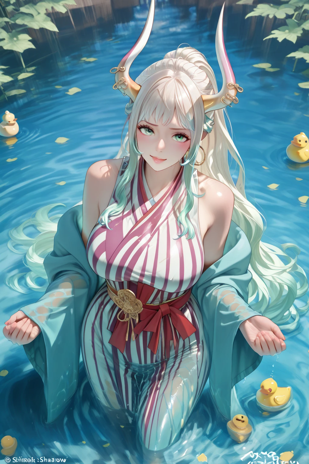 ((Finest quality)),(超A high resolution),(Ultra-detailed細),(Meticulous portrayal),((the most picturesque works of art),Ultra-Precision Art,The art of astounding depiction,Fantasyart:1.5, ((((Beautiful flowers々:1.5))), ((Body eroded by flowers:1.3)),Glamorous body:1.3,fancy background effects、​masterpiece、Fancy details、(NSFW 1.1), ((1girl in)), ((masutepiece)), ((Highly detailed:1.3)), In crystal clear water,beautiful woman entering the lake, ((long yellow hair)), Wet hair, Wearing a light transparent dress, clothed bathing, steam, (colors floating in water々Nahana:1.8), Early morning light, Ivory Gold AI, windows, Crepscular lighting, 、Lace sheer underwear、very very gigantic boobs、Transparent pink nipples、Transparent pink areola、lace and string shorts.、princess carry,Sexy lingerie with lace and strings,See-through sexy lingerie,Transparent lingerie、translucent  dress、pearlsescent、pearls、Sexy Harness、Sexy garter belt、Sexy Stockings、Well equipped,intimate, rose garden、Multicolored roses、lake with floating roses、Lying down、Open legs、Spread your legs、Open thighs、Immersion in water、Wet body、splash water、ゴージャスNahanaの装飾、大きNahana、stylish hair、Moon, lantern, Night, Solo, playing in the water, Water, hair flower, flower, Outdoors, skyporn, full Moon, Rain, lantern, wet clothes, skyporn, wet hair (((masutepiece),(the Extremely Detailed CG Unity 8K Wallpapers),Best Quality,Cinematic lighting,Detailed background,Beautiful detailed eyes,Bright pupils, (extremely delicate and beautiful),(Beautiful and detailed eyes description)， Ultra-detailed,masutepiece,)),((Yellow eyes))、