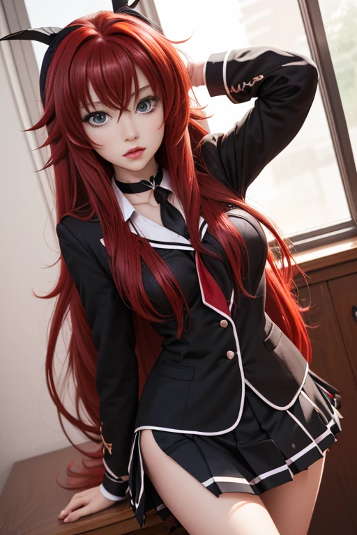 kotoriitsuka, kotori itsuka, long hair, (red eyes:1.5), red hair, ahoge, (flat chest:1.2),
BREAK (coat on shoulders:1.7), (white shirt:1.5), coat, (red coat:1.5), collared shirt, long sleeves, twintails, hair ribbon, black ribbon, necktie, , skirt, red skirt, pleated skirt, thighhighs, black necktie,
BREAK looking at viewer, (sitting:1.5), throne, from below, smile, angry, chair, crossed arms,
BREAK indoors,
BREAK (masterpiece:1.2), best quality, high resolution, unity 8k wallpaper, (illustration:0.8), (beautiful detailed eyes:1.6), extremely detailed face, perfect lighting, extremely detailed CG, (perfect hands, perfect anatomy),