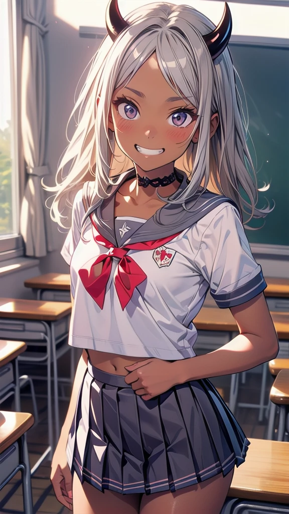 masterpiece, best quality, ultra detailed,,1girl, blush, sweat, hair ribbon, twin tails, ((school swimsuit)), pantyhose, dark skin, slender