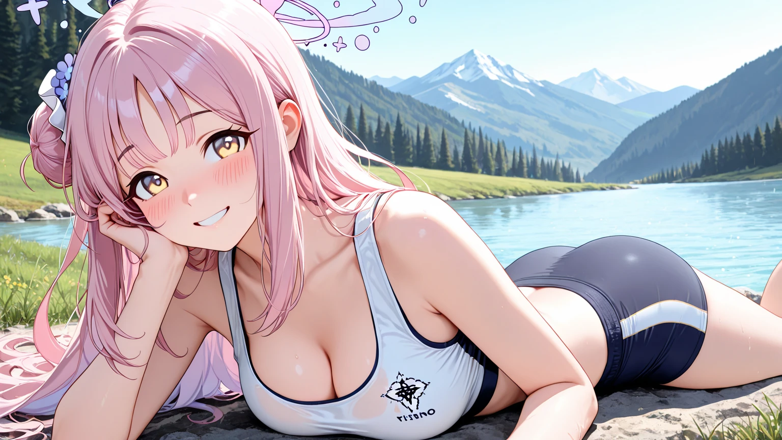 {{{{{16k,Ultra High-resolution realistic photograph of neat virgin first-year junior high school girl's in School-designated gym uniform with junior high ribbon as pretty as a actress in Grass schoolyard, She's in the first year of middle school, but she's too well developed, her cleavage tits are too beautiful, Her bra is showing through under her gym clothes, Her tits are shaking so much in PE that it's embarrassing}}}}},{{Extremely detailed}},{{{{{dye her cheeks flush and integrated her head pure small, thick lips, Enchanting thick gross idol's Lips}}}}},{{{{{the bang ponytail hair}}}}},{{{{{She get more attractive and smoother her body, her expression and appearance are transformed into that of a pure, Her white tits are so fluffy, and are depicted in great detail, but her sex appeal from her cleavage fills the schoolyard, her bodyline and tits and hips are getting cuter and cuter, She has been reborn as a pretty one-in-a-thousand-year girl with a sparkling aura of cuteness}}}}}
