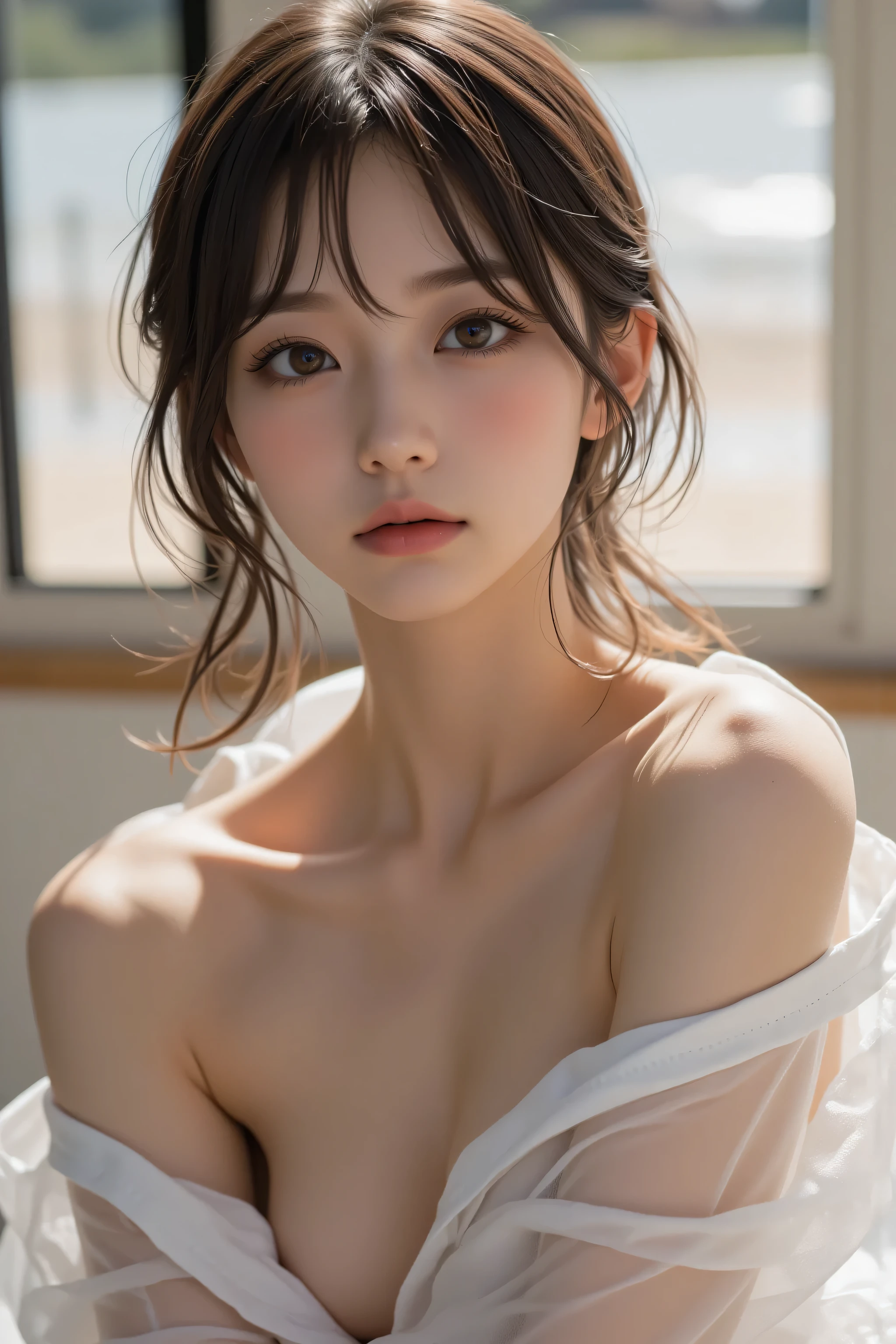 (Very delicate and beautiful: 1.2), 1 girl, Robber Girl, bangs, Cute eyes, bow, Brown Hair, Mouth closed, landscape, Hair between the eyes, hair bow両手を上に上げる, Overreaching、Look Up、Looking at the audience, Medium Hair, alone, Upper Body, ((alone)), (masterpiece), blonde、Mr..々Pose in motion、With a smile、naked、Loosely inward wavy hair,Gold Necklace_Big earrings,Extra Long Brown Hair、 ((In the heavy rain of a typhoon,Woman in the rain,Water droplets on the skin,Rain drips down on my body,Wet body,Wet Hair))、(nsfw:1.5)