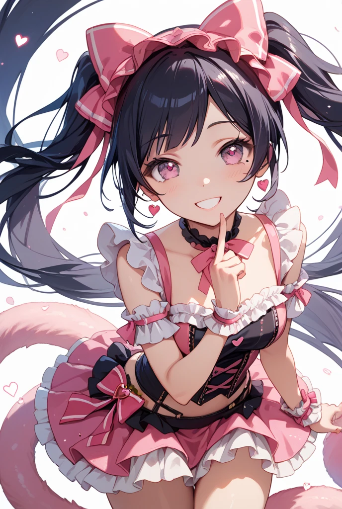 Sit on the sofa,looking ahead,from above,handjob,side view,face focus,open mouth,tongue out,cum on tongue,Licking the penis,(1girl,Beautiful 14 year old girl),((Slender,Small breasts,Baby Face,Small face,)),looking at viewer,Black Hair,bangs,two side up,Gray Eyes,Drooping eyes,slit pupils,narrow eyes,Sheer black and dark pink negligee,Collar with leash,Beautiful and detailed anime art,Mischievous smile,Dimly lit room,Simple Background,Gray background,Low lighting