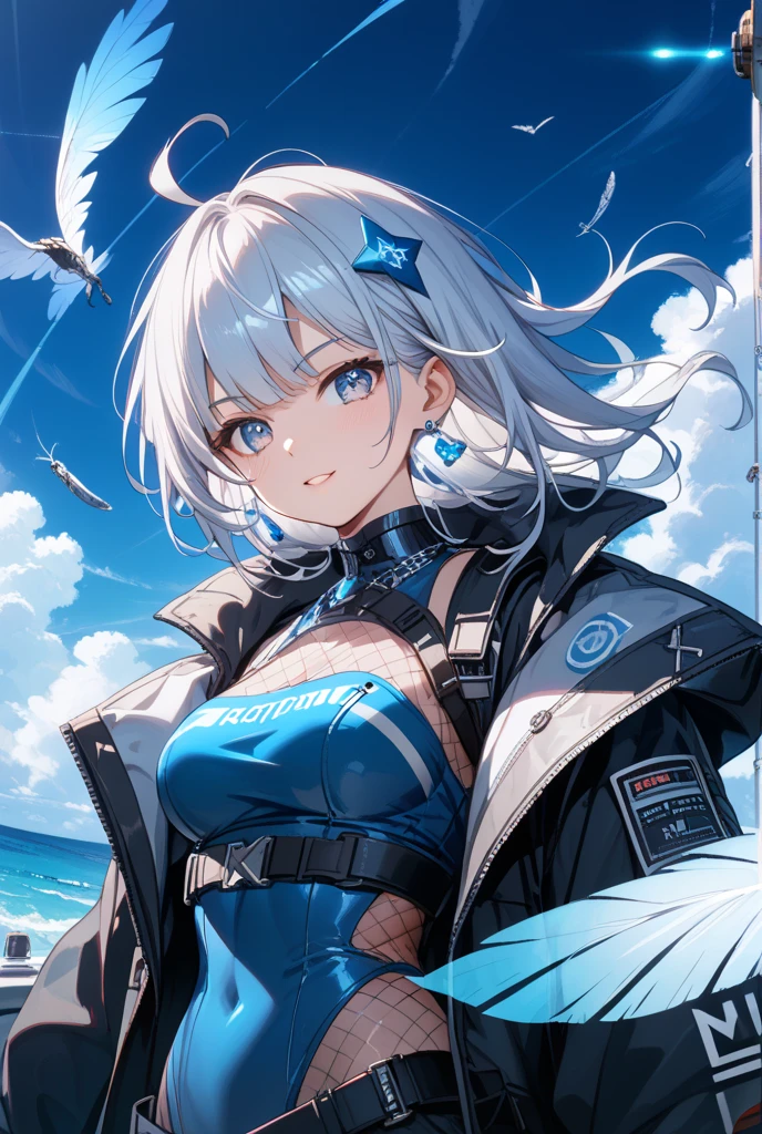 masterpiece, best quality, solo, <lora:eph3-10:1>, ephnel, leotard, evil smile, crossed arms, jacket,
