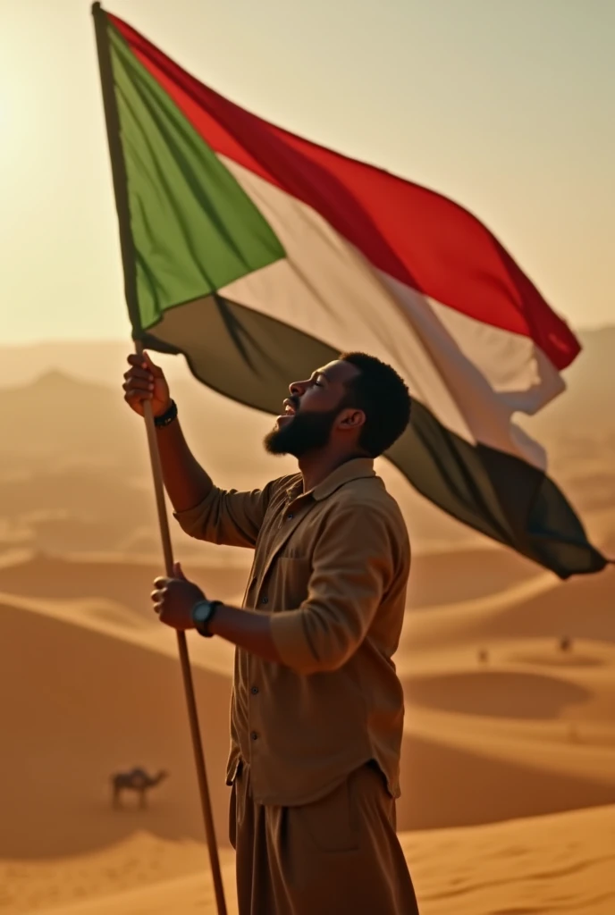 A person holding the flag of Palestine and the flag of Mauritania 