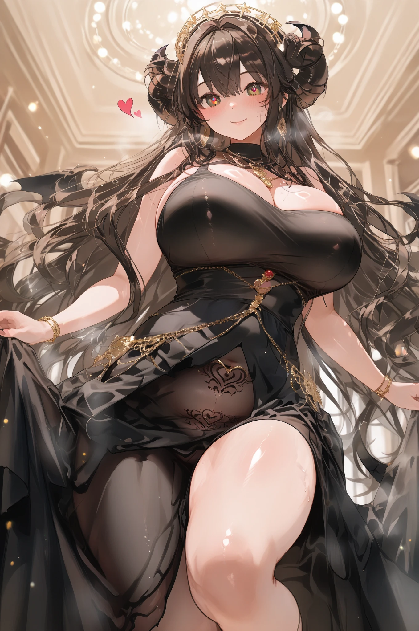 Beautiful long haired woman with open legs showing vagina and breasts without clothes