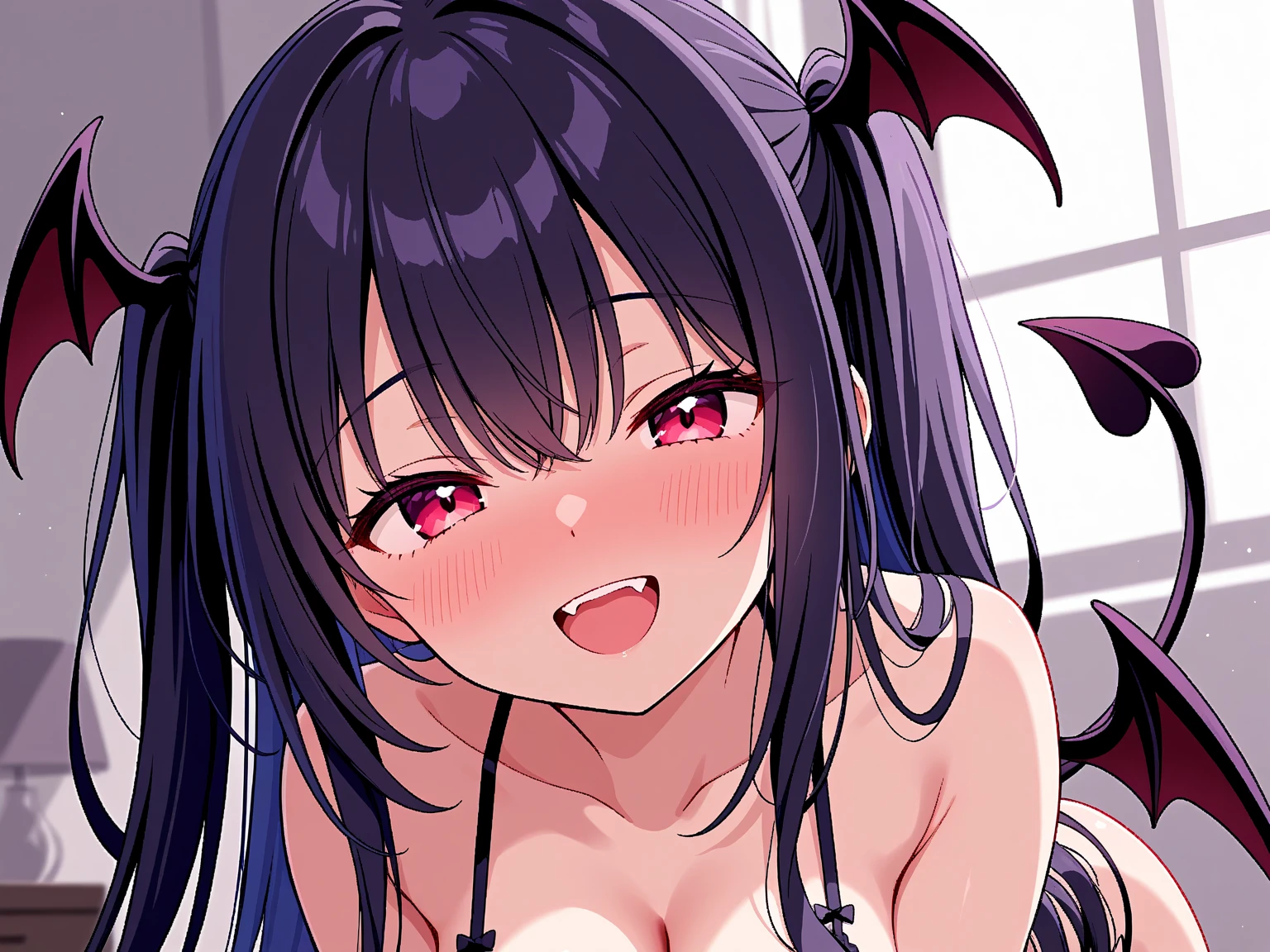Girl having her pussy and breasts massaged by a succubus　A girl with a sad face　Girl with naughty expression　huge tit　body to body are in close contact　My pussy is being touched from behind　Lily Sex　　breast sandwich