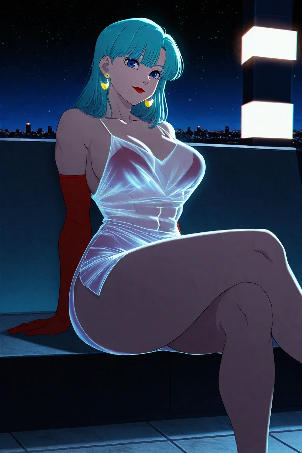 lucy \(cyberpunk\), 1girl, naked, cyborg, tattoos, neon palette, nude, science fiction, short hair, solo, indoors, night, dark room, cyberpunk edgerunners,  bangs, blue hair, colored tips, full moon, grey eyes,  multicolored hair, parted bangs, parted lips, pink hair, red eyeliner, red lips, (wariza, on bed,hand on own chest, naughty face, )(revealing dress, silver dress, )
<lora:lucy_offset:1> <lora:revealing_dress_v0.1:1><lora:Realhandsv1.0:1>