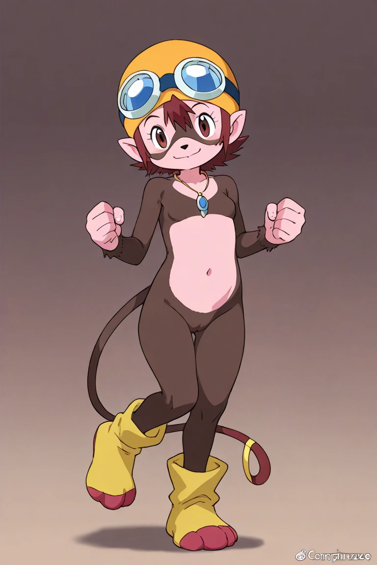 [mephiacolo], [colodraws], [nagrolaz], ((masterpiece)), ((HD)), ((high res)), ((solo portrait)), ((waist up)), ((cartoon aesthetic)), ((intricate details)), ((detailed shading)), {attractive woman, brown tanned skin, black hair, short hair, blunt bangs, twin hairbuns, cute yellow eyes, pointy ears, dark skin, demon horns, demon tail, curvy hips, toned figure, small breasts, nipple bumps, sharp teeth, smug smirk}, {light-blue leotard, black shackle choker}, {looking at viewer}, [ambient lighting]
