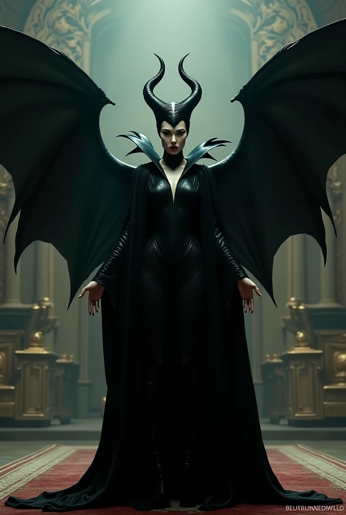 Maleficent is transforming into a dragon, she is 50 feet tall