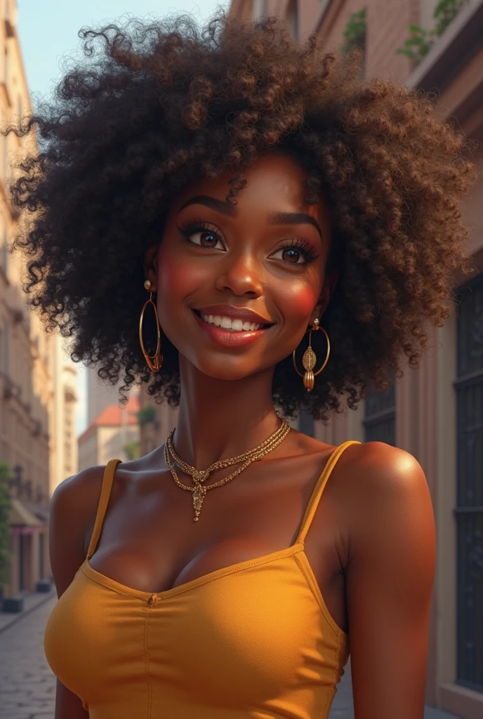 photo of (danperk:0.99), a woman as a sexy Instagram model, modelshoot style, (extremely detailed CG unity 8k wallpaper), photo of the most beautiful artwork in the world, professional majestic oil painting by Ed Blinkey, Atey Ghailan, Studio Ghibli, by Jeremy Mann, Greg Manchess, Antonio Moro, trending on ArtStation, trending on CGSociety, Intricate, High Detail, Sharp focus, dramatic, photorealistic painting art by midjourney and greg rutkowski, (waist chain), (wearing a tight tank top), (looking at viewer), (detailed pupils:1.3), (modern outfit:1.2), hair updo, (grin512)