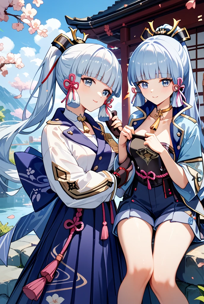 anime characters in kimono garb pose for a picture, two beautiful anime girls, anime style 4 k, anime girls, best anime 4k konachan wallpaper, detailed digital anime art, anime wallpaper 4k, anime wallpaper 4 k, 4 k manga wallpaper, anime art wallpaper 4k, anime art wallpaper 4 k, digital anime illustration, 4k anime wallpaper, high resolution, high quality,