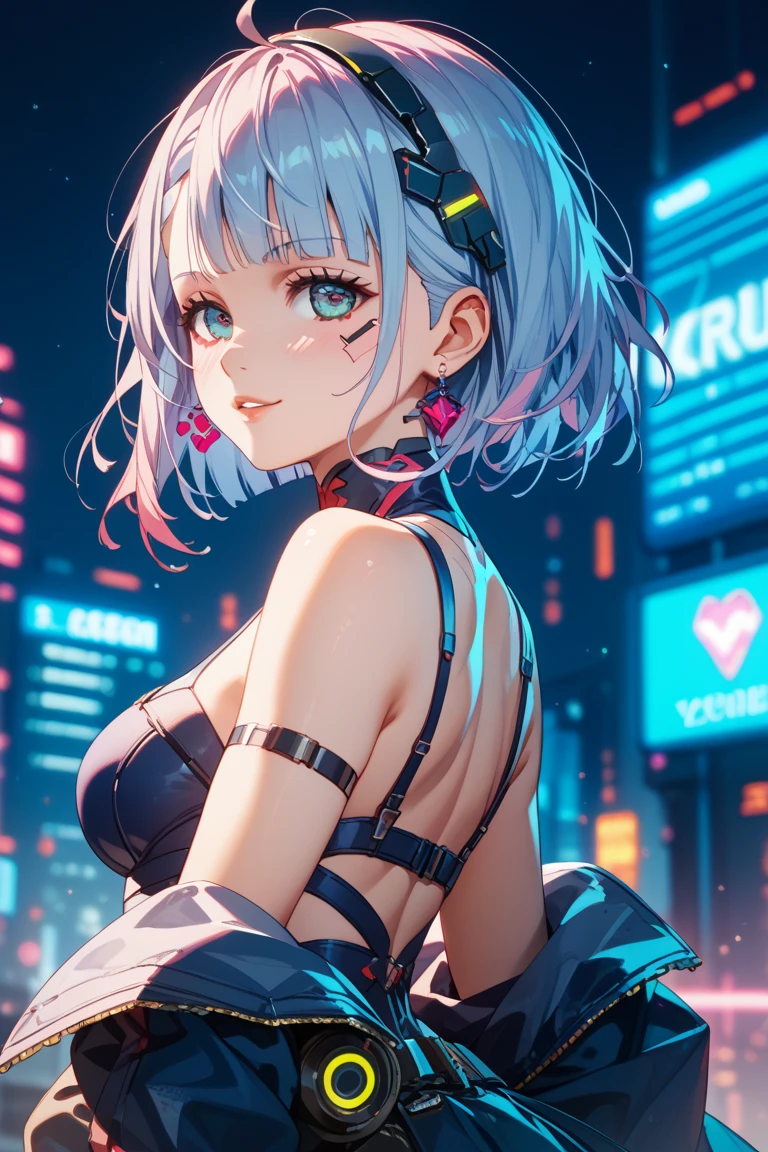 {{masterpiece}}, best quality, extremely detailed CG unity 8k wallpaper, cinematic lighting, lens flare, beautiful detail eyes, black, side glance, multicolor short blonde hair, colorful light, particles, heterochromia, (colorful:1.5), (colorful hair:1.5), Wears white bikini, rooftop background,