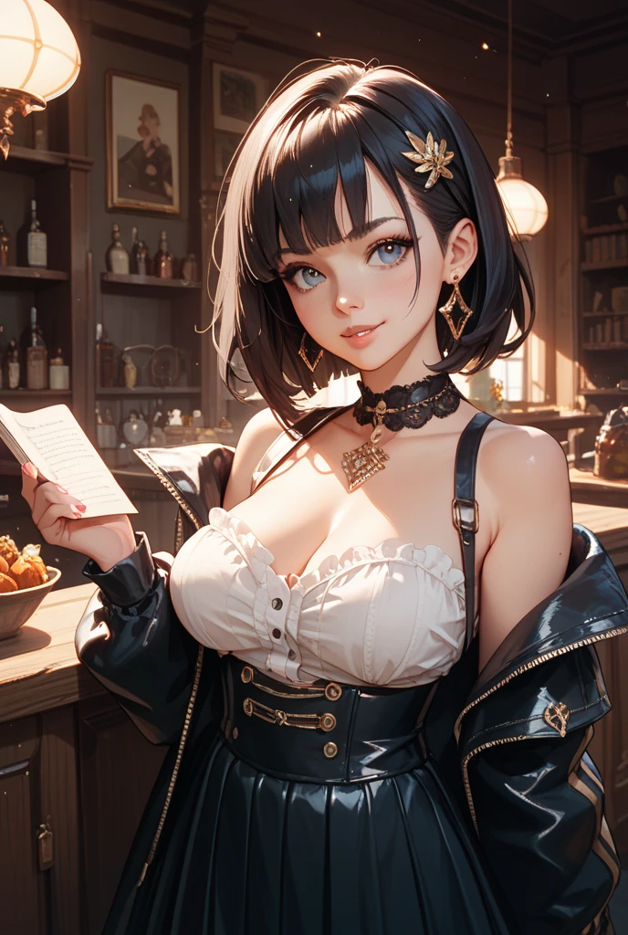 Hunter girl in fantasy tavern, masterpiece, ultra high contrast, intricate details, insane details, 8k Hunter girl in fantasy tavern, masterpiece, ultra high contrast, intricate details, insane details, 8k,