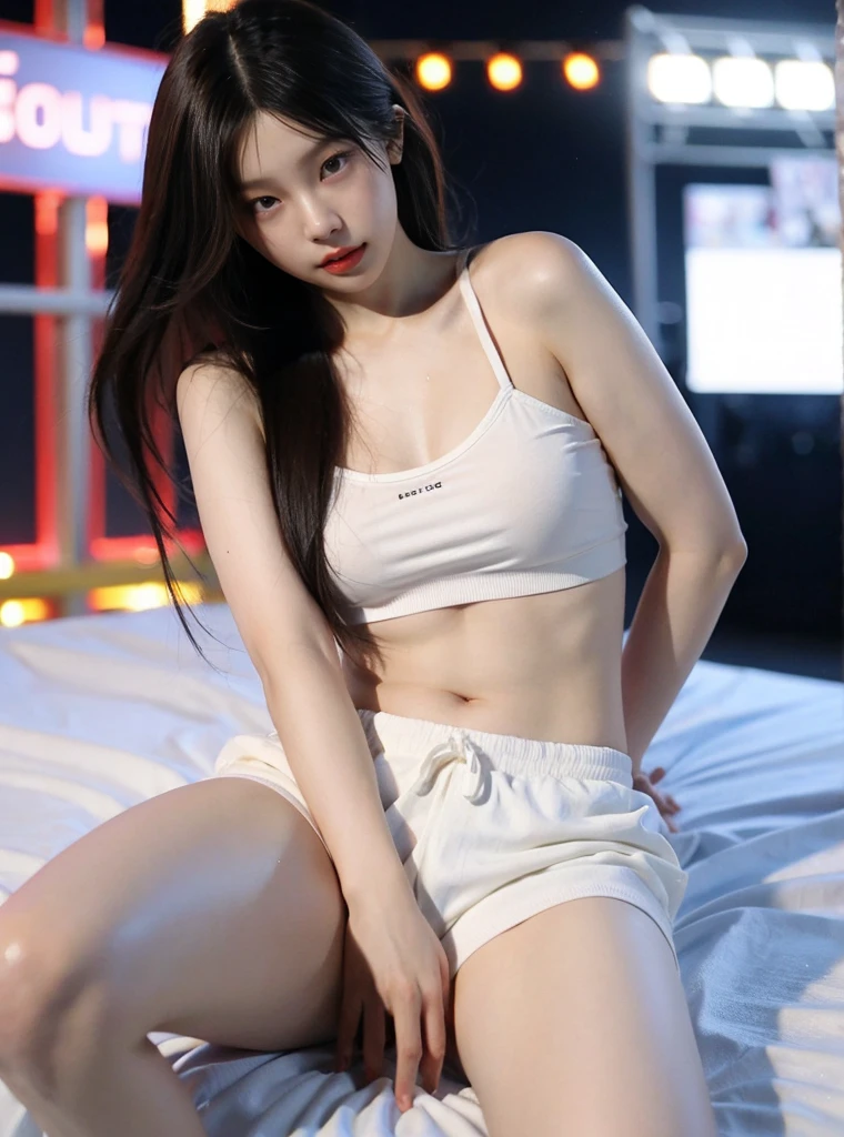 (masterpiece:1.3), (8 thousand, realistic, RAW photos, best quality: 1.4), (1 woman),(sheer silk blouse), (short skirt), (양쪽 다리에 짙은색 realistic 스타킹 신고), (wearing Very sexy transparent Ultra-realistic thighhighs), (Wear high heels on both feet), (Leaning on the bed), ( Raise your knees and spread your legs), (Put both hands on your head), (very sexy), (Beautiful cat between spread legs), (full body shot), (Beautiful makeover), (Realistic and truly beautiful face), (really beautiful body) , (long eyelashes), (double eyelid),  (big bust) , (Strong body through exercise), (beautiful abs), (Beautiful heaps), (tall), (black hair. parted, long hair:1.3), (아름다운 parted스타일), (realistic 이고 정말 아름답고 섬세한 눈), (realistic and beautiful skin), (nudity), (absurd), (attractive), (ultra high resolution),  (golden ratio), (Two realistic and beautiful long legs), (realistic 팔), (necklace), (earring),(beautiful nails manicure), (So beautiful and sexy)