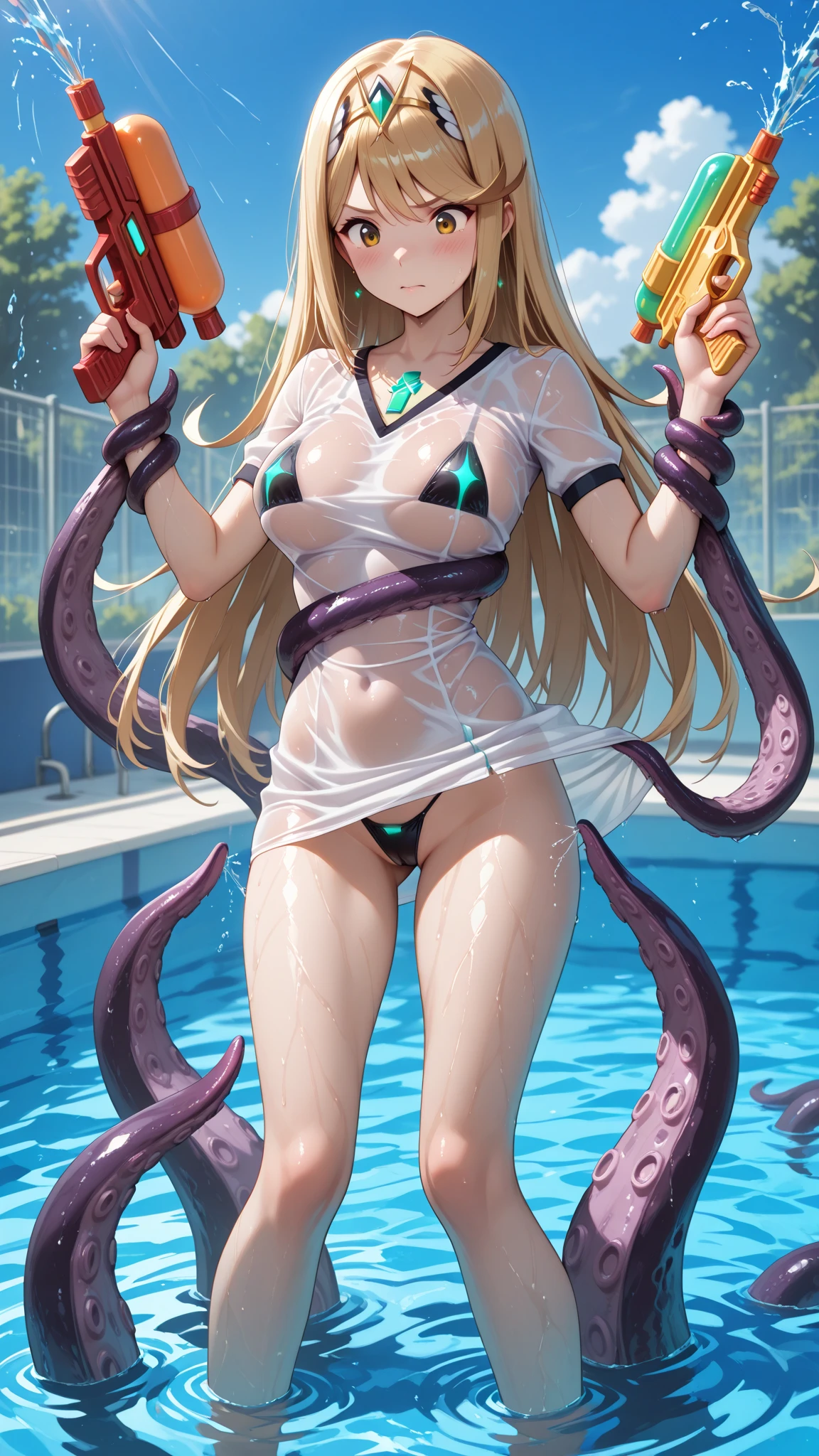 a delicate young man with long wavy ginger hair, heterochromatic eyes (green and blue), multiple piercings (bridge, snake bites, eyebrow, vertical lip, septum), wearing stylish glasses, slender feminine figure with a tiny waist, wide hips, long thin legs, pale skin with rosy areas, wearing a grey dental brace, highly detailed, photorealistic, 8k, cinematic lighting, masterpiece