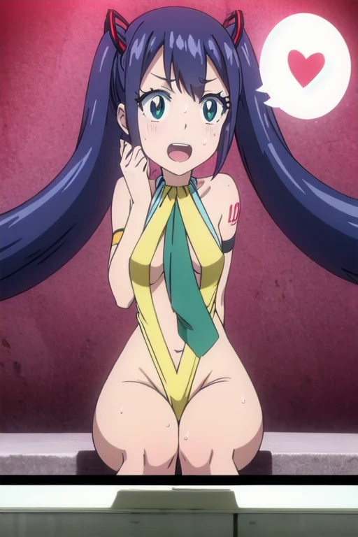 <lora:Salia_Crossange-10:1>masterpeace,best quality,Salia_Crossange, 1girl, solo, long hair,twintails, brown eyes, blue hair, nude,<lora:JackOPoseFront:1>jack-o' challenge, flexible, spread legs, top-down bottom-up