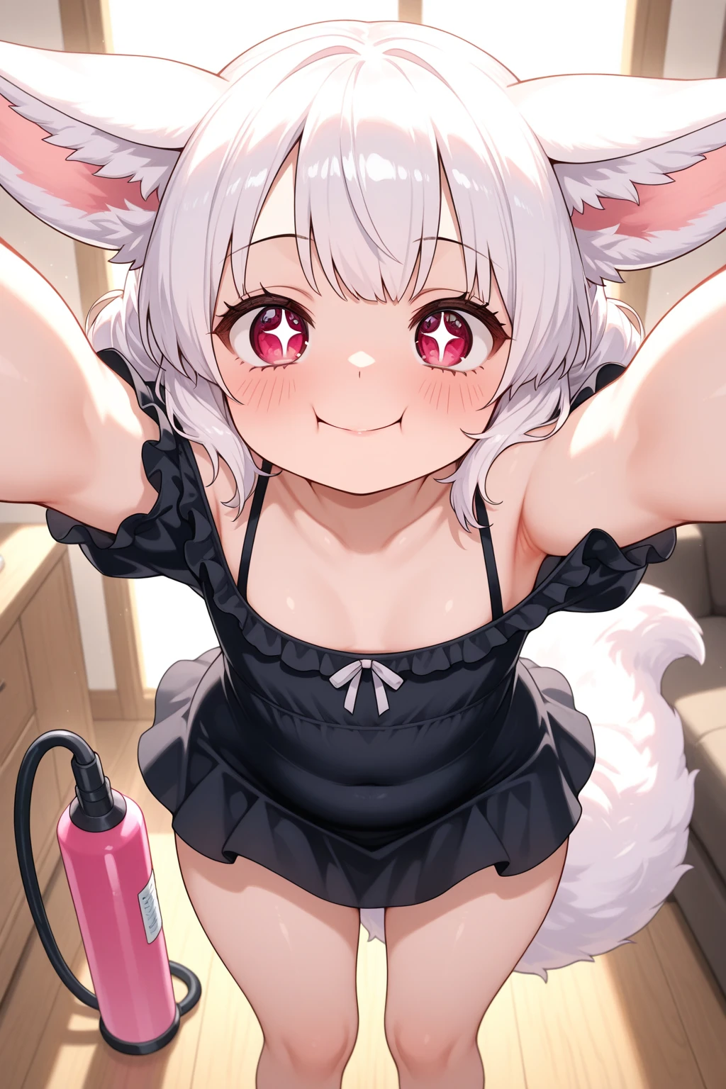 Cat ear、Gray-haired、((Pink leotard))、(High leg)、Look forward、defeat、Black tights、No shoes on、Starry sky background、Embarrassed face、I can see your arms、Hearts in eyes