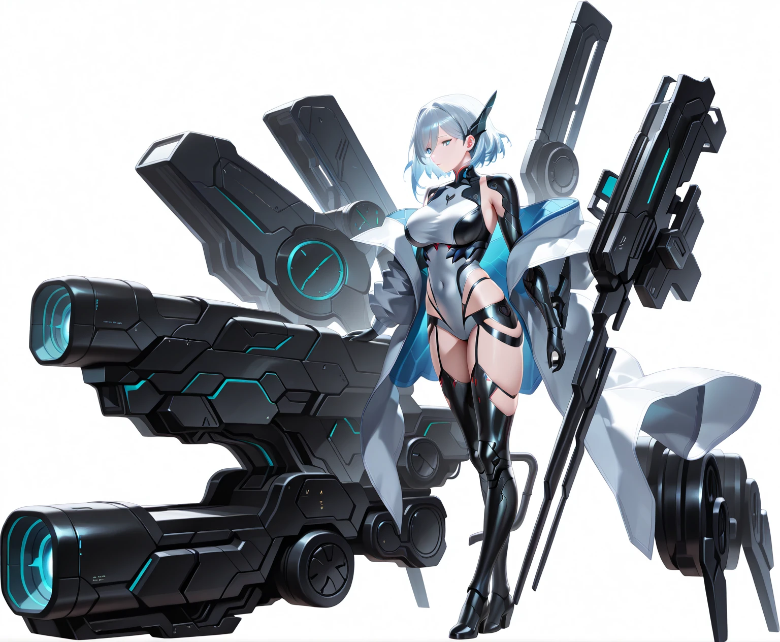 (ponytail forehead hair pulled back:1.3), a close up of a statue of a woman with a gun, female mecha, mechanized soldier girl, cyberpunk anime girl mech, mechanized valkyrie girl, girl in mecha cyber armor, by Russell Dongjun Lu, fine details. girls frontline, fully robotic!! girl, ( highly detailed figure ), guweiz, from girls frontline, anime robotic mixed with organic