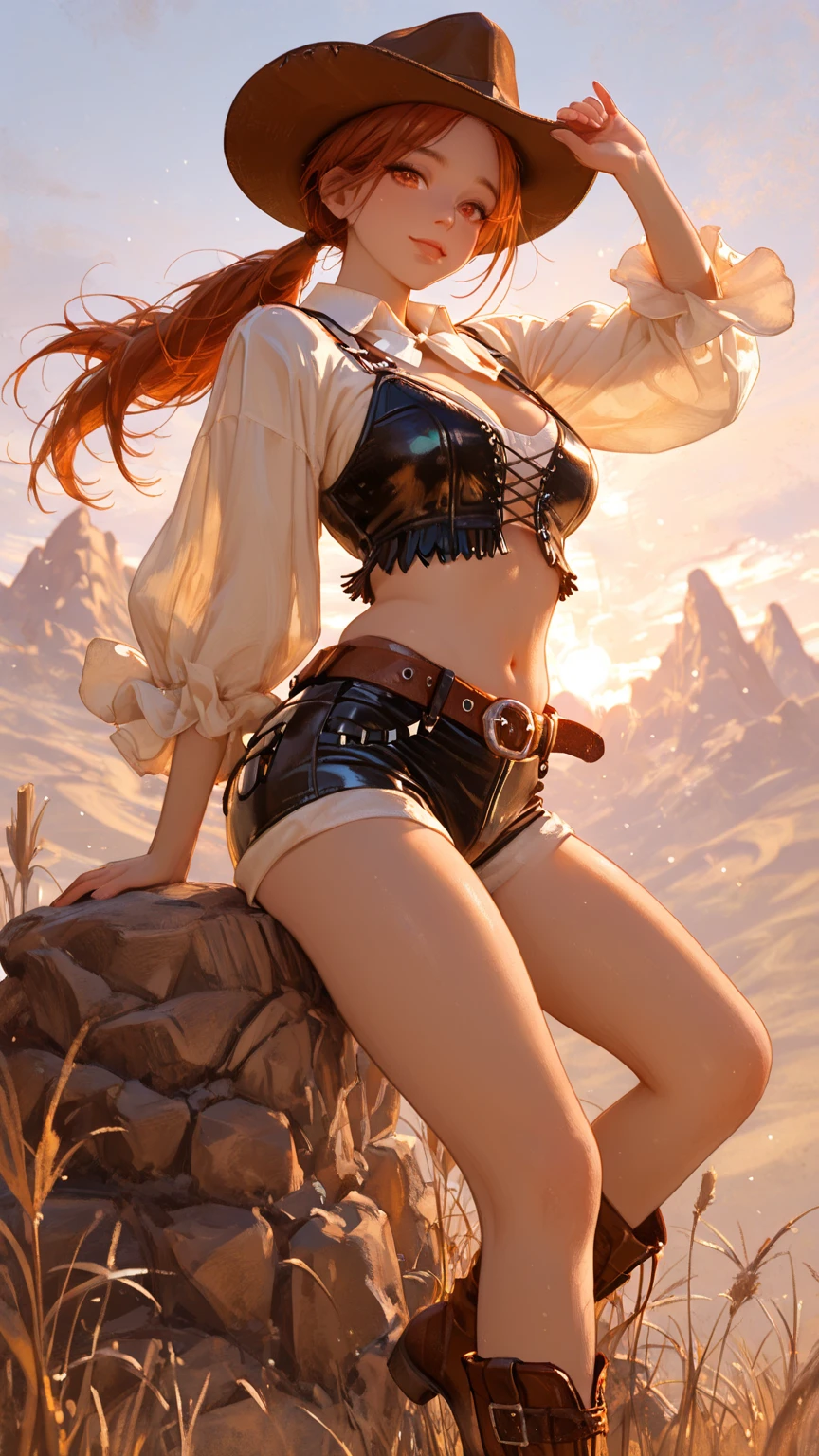 (masterpiece, 最high quality:1.4), (pirate ship), (From the back:1), (One girl), (alone), (head to waist photo) , Nami from One Piece, hyperRealistic, Skin with attention to detail, Digital SLR, Soft lighting, high quality, Highly detailed face, Highly detailed eyes, Highly detailed skin, Skin pores, Scattered beneath the surface, Apply blush all over the face, Highly detailed face, Highly detailed eyes, Beautiful Face, Fuller lips, Detailed Background, Depth of written boundary, Volumetric lighting, Sharp focus, Realistic proportions, Excellent anatomy, (Realistic, hyperRealistic:1.4), 16k hdr, Dawn