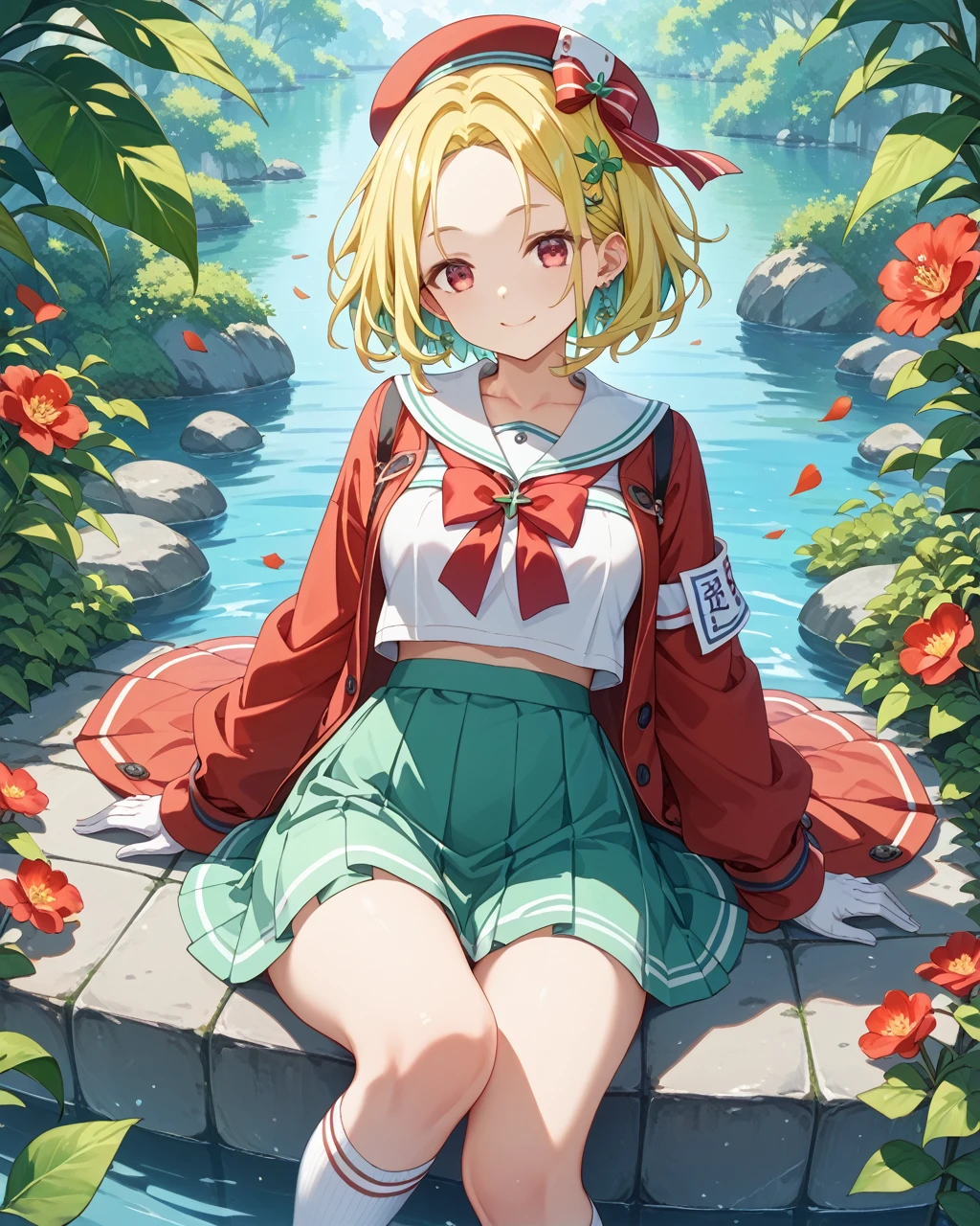 {{masterpiece}}, {{{highest quality}}}, artbook, Are you okay_art_parody, Unbelievably_disorganized, realistic, photograph, Improve, short hair, blonde, bangs, detailed and beautiful eyes, aqua eye, aqua eye, pink eyeshadow, big breasts,Chubby、 have, 白いブラウスとミニスカートとapronを着ている, apron、floral sheer socks:1.2, white athletic shoes, Sony Alpha 7R IV で撮影,Lovely,showing off her panties to the viewer、wearing small plain panties、I don't have anything in my hand、accurate ???????、precise fingers、flower shop、flower shopの店員:1.5、lots of flowers、large amount of flowers:1.5、flower shopの内装、Shooting from close to the ground、Are crying、Looks sad、Looks sadな表情、tears:1.5、painful、Crying、painful、whimper、looking down:1.5、looking down、embarrassing、blush、Shame、Are crying、crowd、crowded、reflected on the edge of the screen:1.5