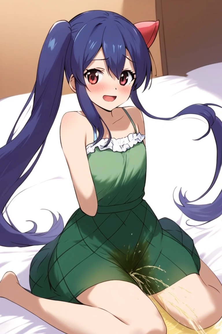 ((masterpiece)), ((best quality)), (ultra-detailed), anime style, on the bed, a cute girl, 1girl, solo, smile, underwear00