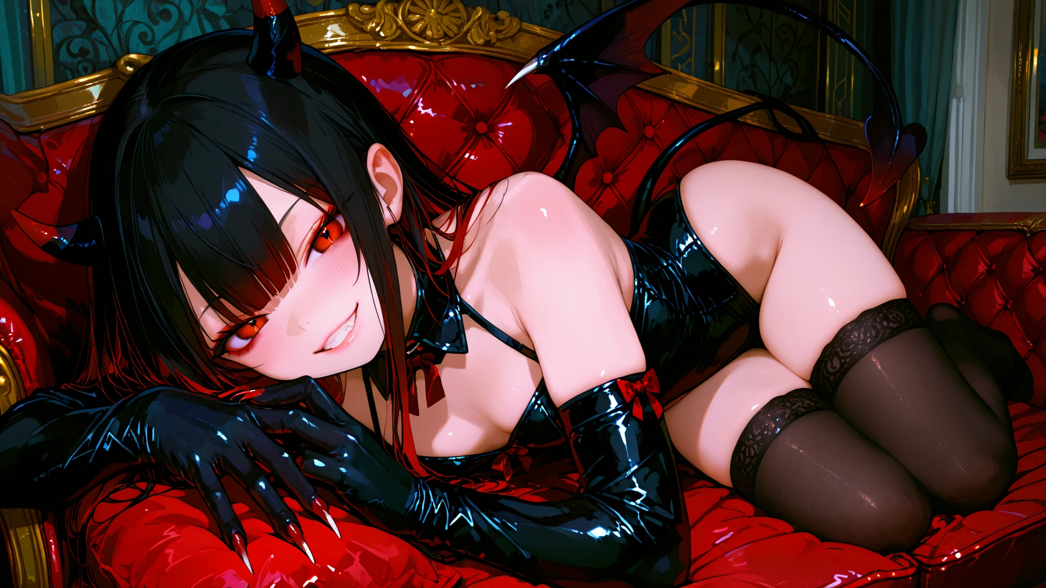 Eliza From Tekken, Olha sexy, blusinha preta casual, de sainha preta curta, pose sensual, in the bedroom with soft ambient lighting