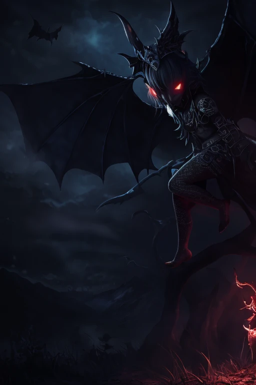 (mysterious darkness+ominous atmosphere),devil women, sharp horns, strong muscles, colorful tattoos, red eyes, long hair,black armor,wings,[fire effects:1.2], smoke, burning cityscape, apocalyptic, fierce, intense action