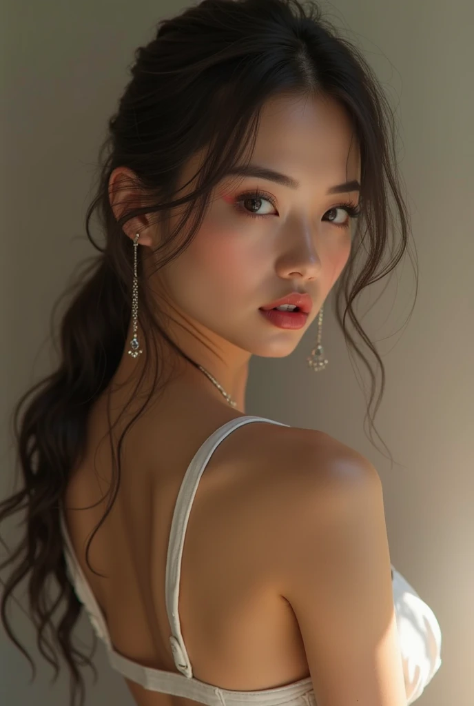 8K, masterpiece, RAW Photos, Highest quality, Realistic, Very detailed, Depth of written boundary, Cinematic Light, Anatomically correct body,
An elegant and beautiful mature woman,
Wavy black long hair, Very beautiful face, Exquisitely detailed face, Goddess-like deity々Beautiful, Glamorous Body,
Very sensitive skin, Transparent white skin, Beautiful and bountiful breasts, Sexy ass, Sexy thighs,
White bikini swimsuit, Detailed cloth texture, Gorgeous necklace, Gorgeous earrings,
Starry sky background, Dark sandy beach at night, Pitch black sea surface,
Beautiful back view,