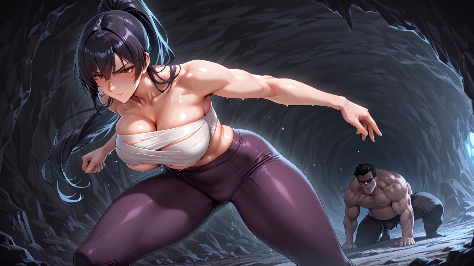 (Private 4K)、(High resolution:1.2)、(High freshness:1.2)、、(Whole Body Ezbian:1.2)、(Two Women:1.6)、((Woman with exaggerated big physique))、(Super big breasts fully opened:1.8)、abnormally developed muscles,,Barefoot woman, , Big arms、(Huge muscles:1.4)、(Dynamic pose:1.2)、(Woman running with all her might:1.8)、(High leg bikini:1.6)