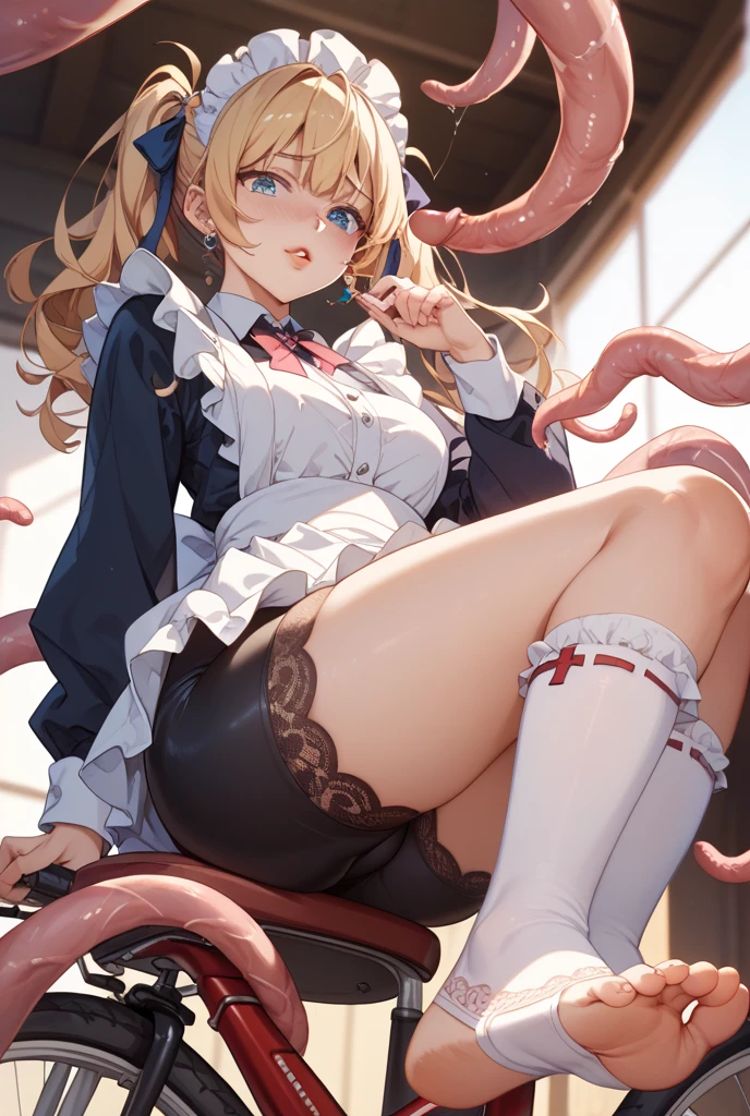 (((nsfw:1.3)))、highest quality、All limbs、full finger、one beautiful woman、((Woman with red hair:1.3))、long hair、ponytail、big breasted woman、(((Navy blue sailor suit style school swimsuit with zipper:1.4)))、((A woman whose chest and stomach are exposed))、((sleeveless school swimwear))、bare hands、(((brown pantyhose)))、(((A woman is surrounded by countless red tentacles.:1.5)))、(((Tentacles get inside the leotard the woman is wearing)))、The tentacles are wrapping around the woman's arms and pulling them.、The tentacles are wrapping around the woman's legs and pulling them.、Tentacles wrap around a woman's body、(((A tentacle penis is inserted into a woman's pussy:1.5)))、The tentacle is pouring semen into the woman's pussy、Woman's body is covered in semen、(((The woman is panting with her mouth open due to acme.:1.5)))、suffering face、((woman crying at climax))