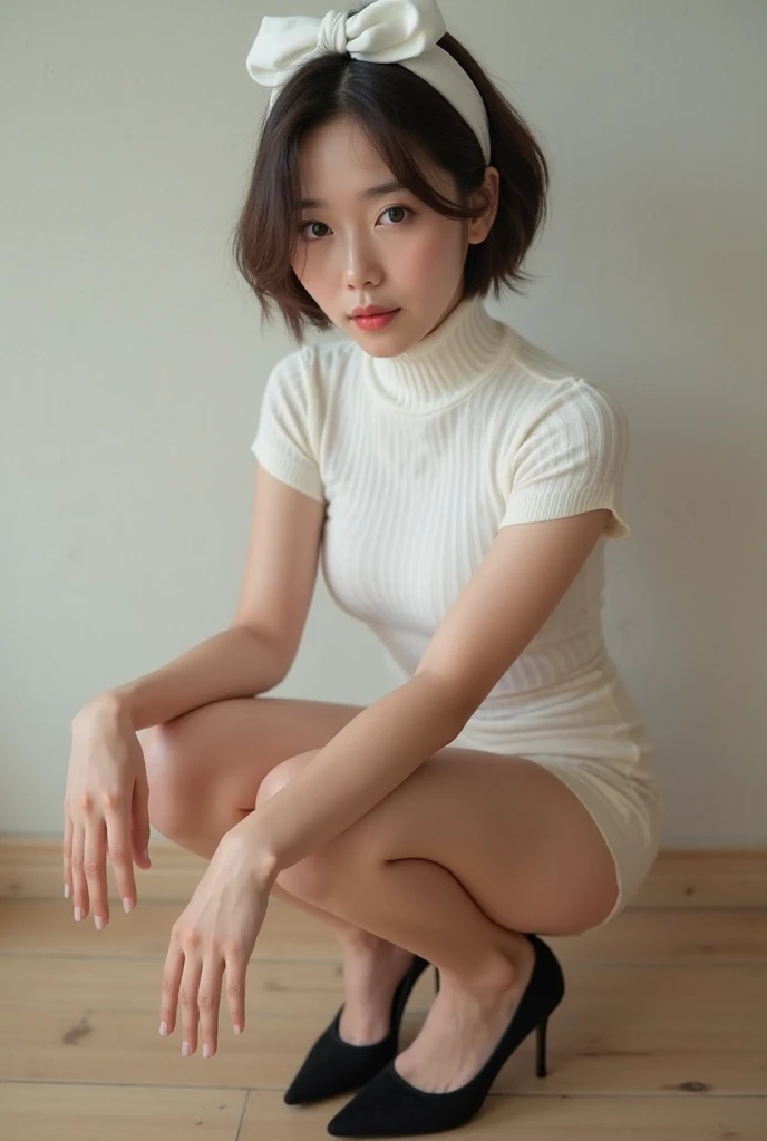 delicate,masterpiece, Beautiful details, In detail, Intricate details, (Realistic:1.2), (Almost no light:1.2),(film noise:1.4), 1 person, Donley, (whole body), (View your viewers:1.2), (Squat on the floor:1.4), (Point to your audience:1.3) Canon EOS 5D MARK III, 50mm Sigma f/1.4 ZEISS Lenses, F1.4, 1/800s, ISO100,(Detailed face),(Black Hair),(suit),