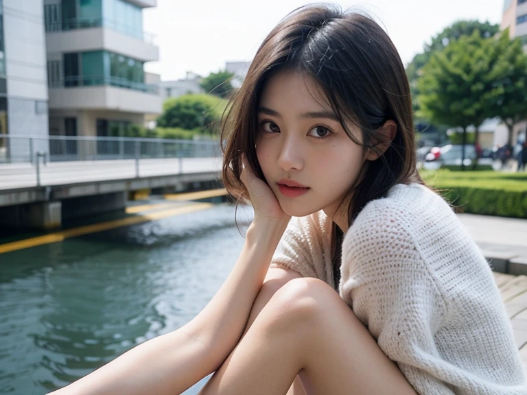 8k, Raw photo, highest quality, masterpiece:1.2), masterpiece, highest quality, figure, Very detailed, Fine details, High resolution, 8k,wallpaper, Perfect dynamic composition,(Detailed high quality, Realistic depiction of eyes:1.3)、A woman who has been and has her hands tied、Arms wrapped around his back、Squatting with legs apart on a yacht at sea、knees apart、White panties are visible、The whole thing faces forward、21talent、Beauty、Well-formed face、Make your eyes even、Beautiful black hair、Has bangedium build、Well-balanced proportions、Beautiful legs、Short sleeve blouse、Long skirt、Sad face、Beautiful scenery、