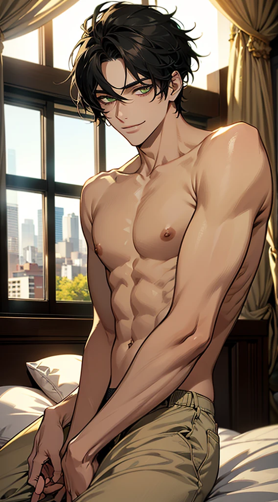 1 boy ，Libido boy，20yr old，Handsome，musculature，Raised sexy，k hd， tmasterpiece，8K，Only white thongs，Short socks，Nudity all over，Bare topless，massive bulge，A sexy pose，Trembling，full-body view