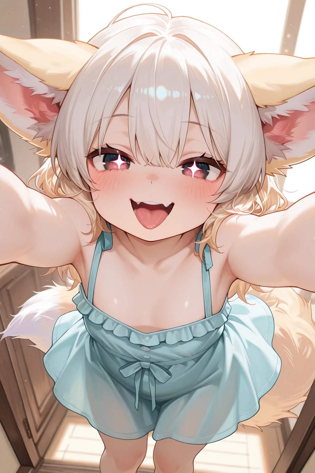 cat  girl,female furry,yellow hair,mini girl,pool,nude,neck fur,pubic fur,ultra sparkle water detailed,high resolution,high quality,two eye closed,look up,hands washing head,smile,open mouth,light beam,wet body,wet head,wet face,wet arms,nipples,at a bathroom,show opened pussy,performst fe