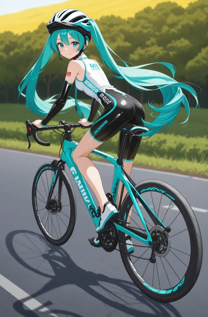 beautiful painting of a beautiful cyclist in anime style, with vibrant colors, highly detailed, Beautiful face and full body Summer Day, by Tim Okamura, Victor Nizovtsev, Greg Rutkowski, Noah Bradley. trending on artstation, 8k, masterpiece, graffiti painting, fine details, full of color, intricate details, golden ratio illustration,