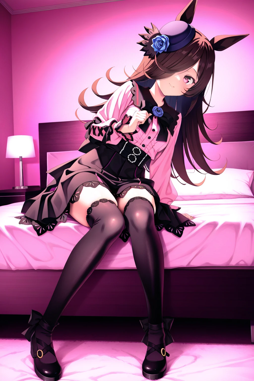 ((Biologically correct limb count)),(( From head to toe,Full-body photo including face)),4K,((Standing position)),masterpiece,((Focus on the face)),((Symmetrical facial features)),Eyes with detailed description,Beautiful woman,Great style,Beautiful arms,Beautiful legs,Beautiful Hands,(Small Ass,Thin thighs),Facial detailing,Small earrings,necklace,(Tricolor patent leather blazer,Checked mini skirt((Black high heels,Black patterned stockings))),Realistic photo,Lying on the floor,Low angle photo,A little panchira,
