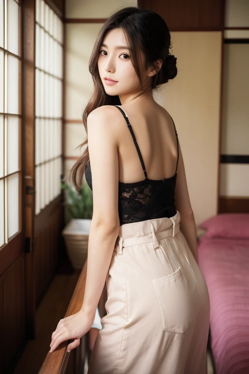 NSFW, Woman seducing by lifting her skirt、japanes、sixteen years old、Lace little panties