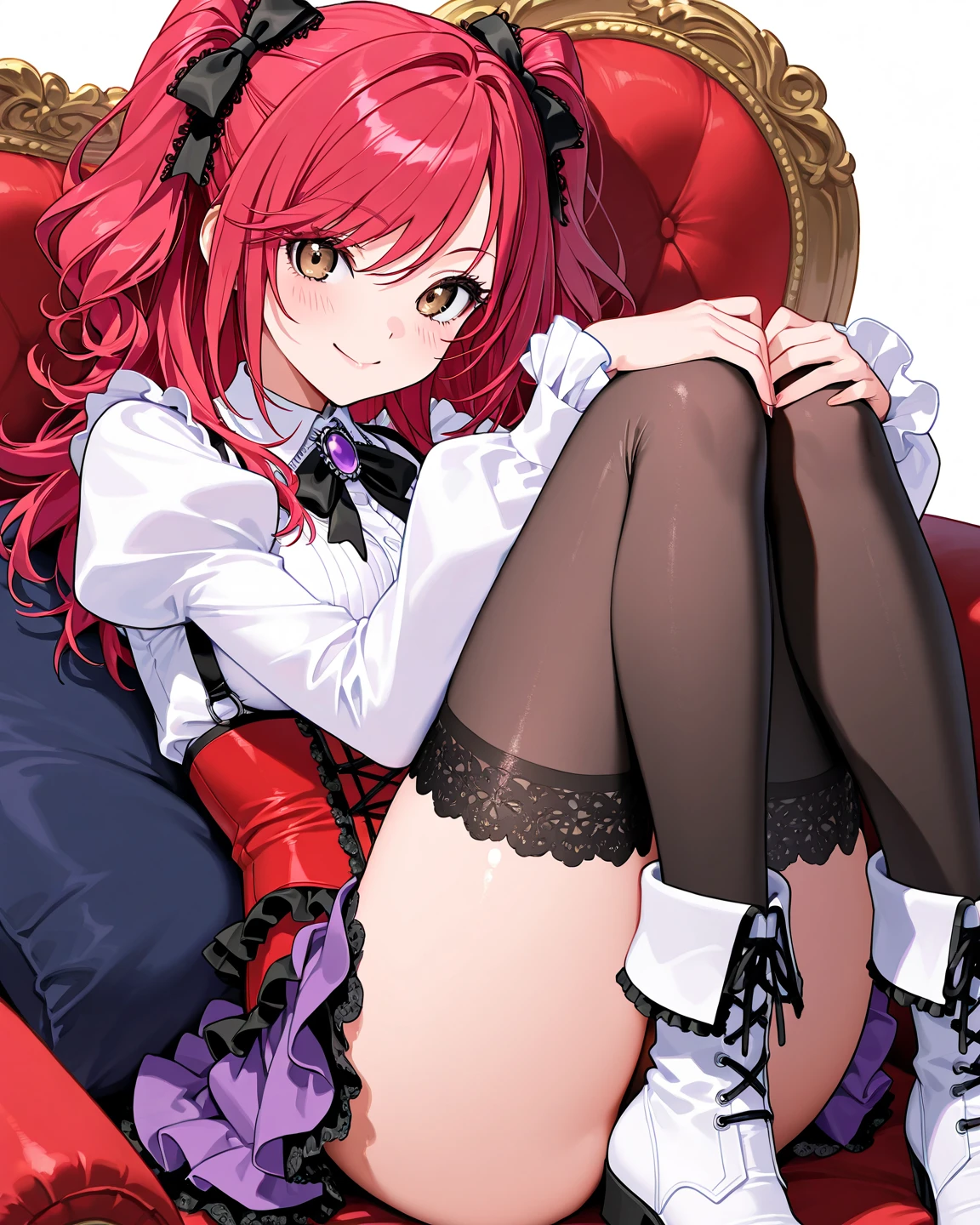 full body photo, extremely detailed, wide open mouth, a 21 year old girl licking her own hand fingers with a lot of saliva, saliva drooling, tongue out, you can see her tonsils and uvula, ahegao face, squinting eyes, her fingers touching her hand, brunette, coquette bow in hair, she is totally nude, spreading her legs, disgraced, high heels shoes, stockings, low angle, from below, vibrant pink color background
