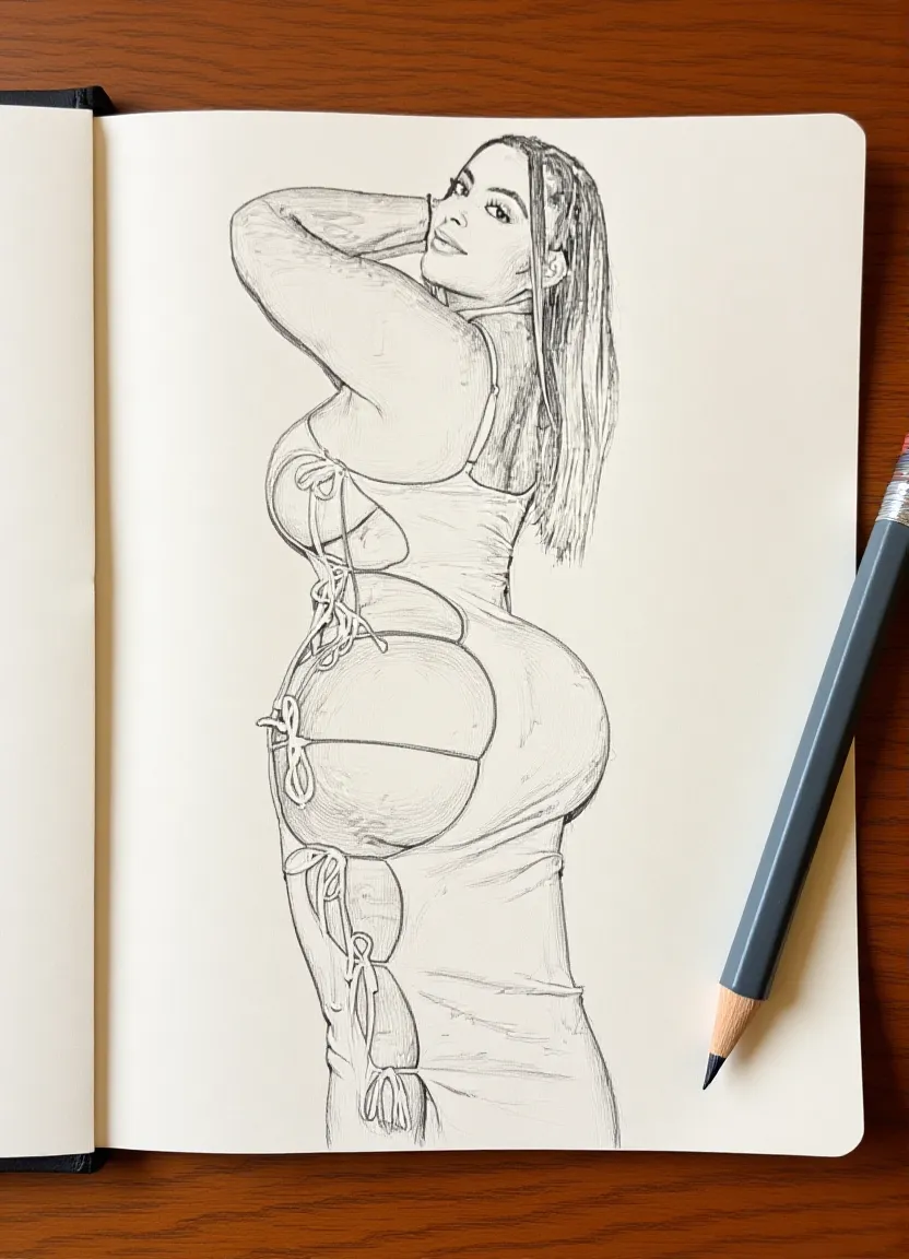 bold and easy for coloring book, vector illustration style. big asses, full tits and buttocks from the back, giving its back to the camera ,in the foreground, Black and white vector illustration, suitable for a coloring book,