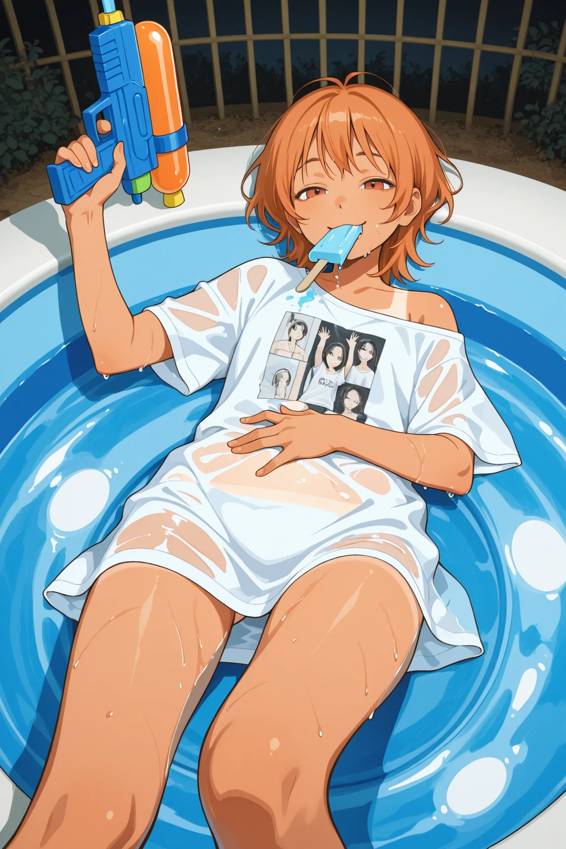 NSFW,(super fine illustration,8k cg wallpaper,highest quality,very detailed,ultra high resolution,best aesthetics,anime colored),(cowboy shot,From front),IdolMaster,{{{hina araki}}}, (20yo, beautiful girl, cute girl), (beautiful eyes), (beautiful hair), (((short hair))), (waviy hair), (wet hair), (wet skin), (sweat), (steam), (flat chests, large breasts),(glasses), ((tracksuit)),(open clothes), ((pubic orange hair:1.5)),(bsp, pussy juice dripping,pussy, pussy slip,no makeup, sweaty body),(no bra),(no panty), ((spread legs)),(((spread pussy:1.3))),((steam)),(scatter sweat),(one eye closed), ((out tongue)),(open mouths),(evil smile),(Nice touch),((Bukkake,)),((cum on body:1.9)),((cum on face:1.5)),((cum in hair:1.5)),(cum on mouths:1.3),((bathing)),((reclinin)), ((((unit bath is filled with sludgy cum and urine, semen bath, the bathtub is filled with cum)))), (((multiple boys, peeing on a girl,multiple penises, gangbang, holding penis))),ecstasy torogao, saliva trail, nose blush,pleasure vaginal penis,cleavage of the breast,impatience,sway hair,happy,