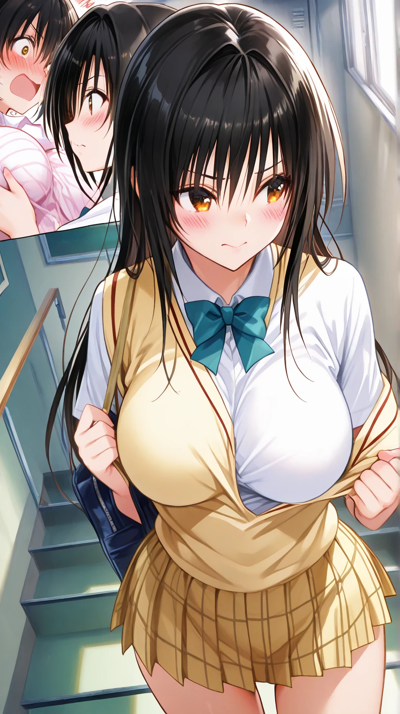 nsfw,((one man and one woman,having sex))lying down,vaginal penis,bare chest,show off your nipples,fuyuko mayuzumi, black hair, (brown eyes:1.5), long hair, two side up,black bow, black bowtie, black ribbon, black skirt, bow, bowtie, frilled shirt, frills, jirai kei, long sleeves, neck ribbon, (pink shirt:1.5), ribbon, shirt, skirt, white shirt,Ahegao,white background,Highest image quality,masterpiece
