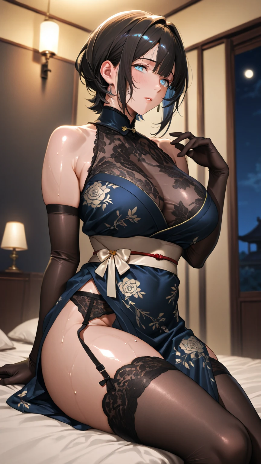 kneeling on the sheet