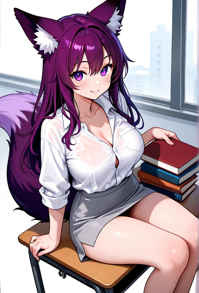 By zinfyu,by twistedscarlet60, uploaded on pixiv, by fluff-kevlar, (masterpiece), (best quality), (solo female:1.2), (extremely detailed:1.3),(detailed eye,black circle on eye,pink eye), lycanroc midnight, view on viewer, close view, shy face, half body on potrait, only body and head, close view, closeup photo of lycanroc, wearing casual dress,perfect circle of breast,tight clotches,camera angle from botom, in library, siting, table, reading book